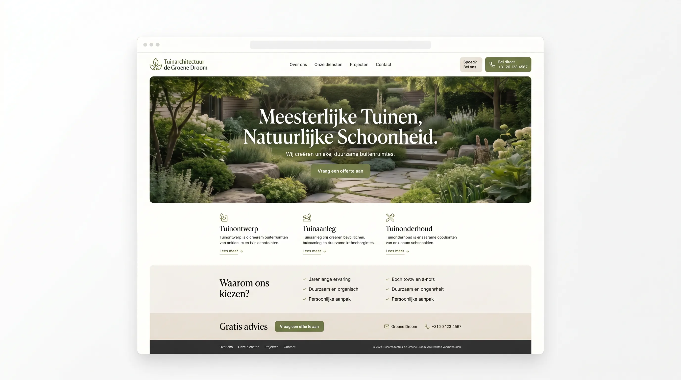 Voorbeeld website voor een hovenier