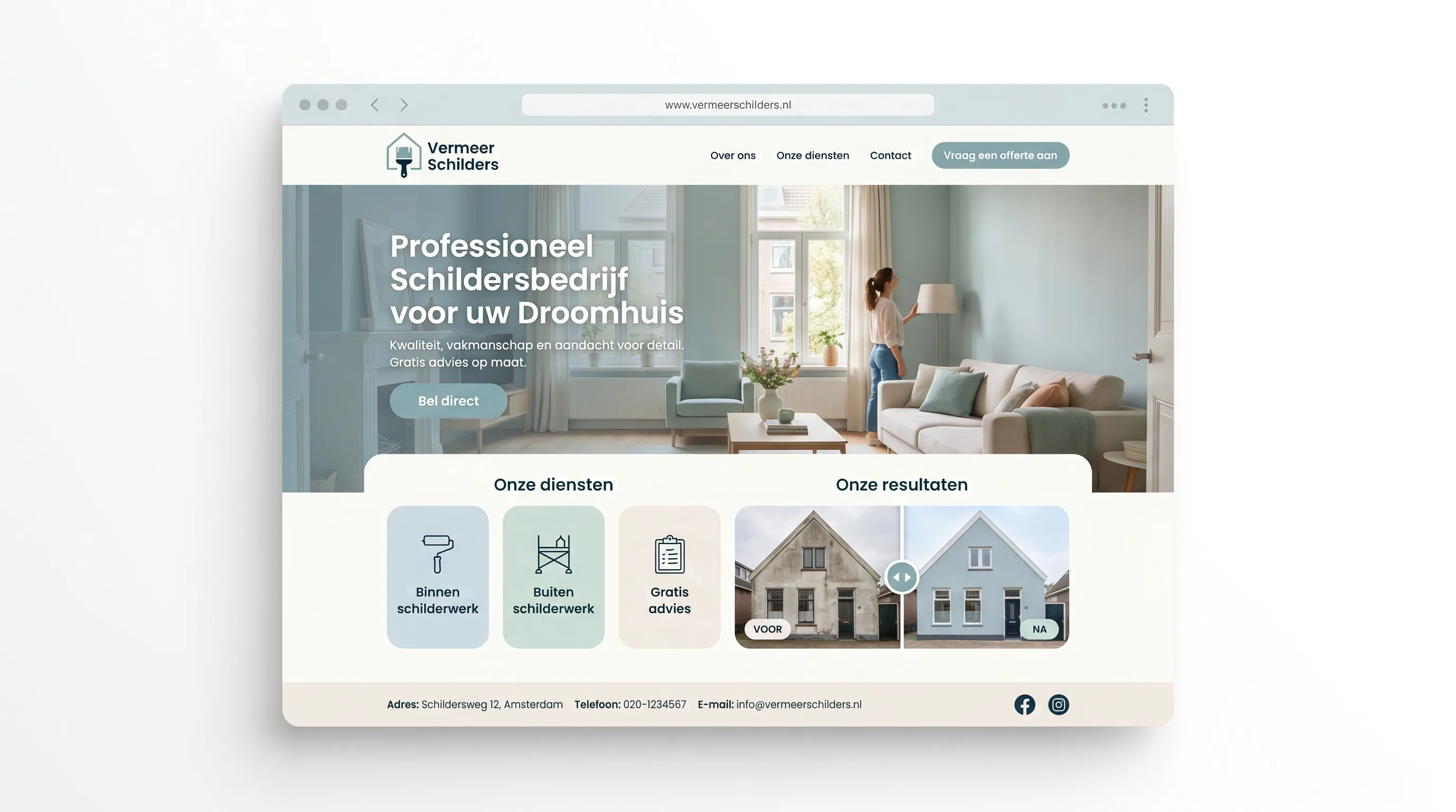 Voorbeeld website voor een schilder