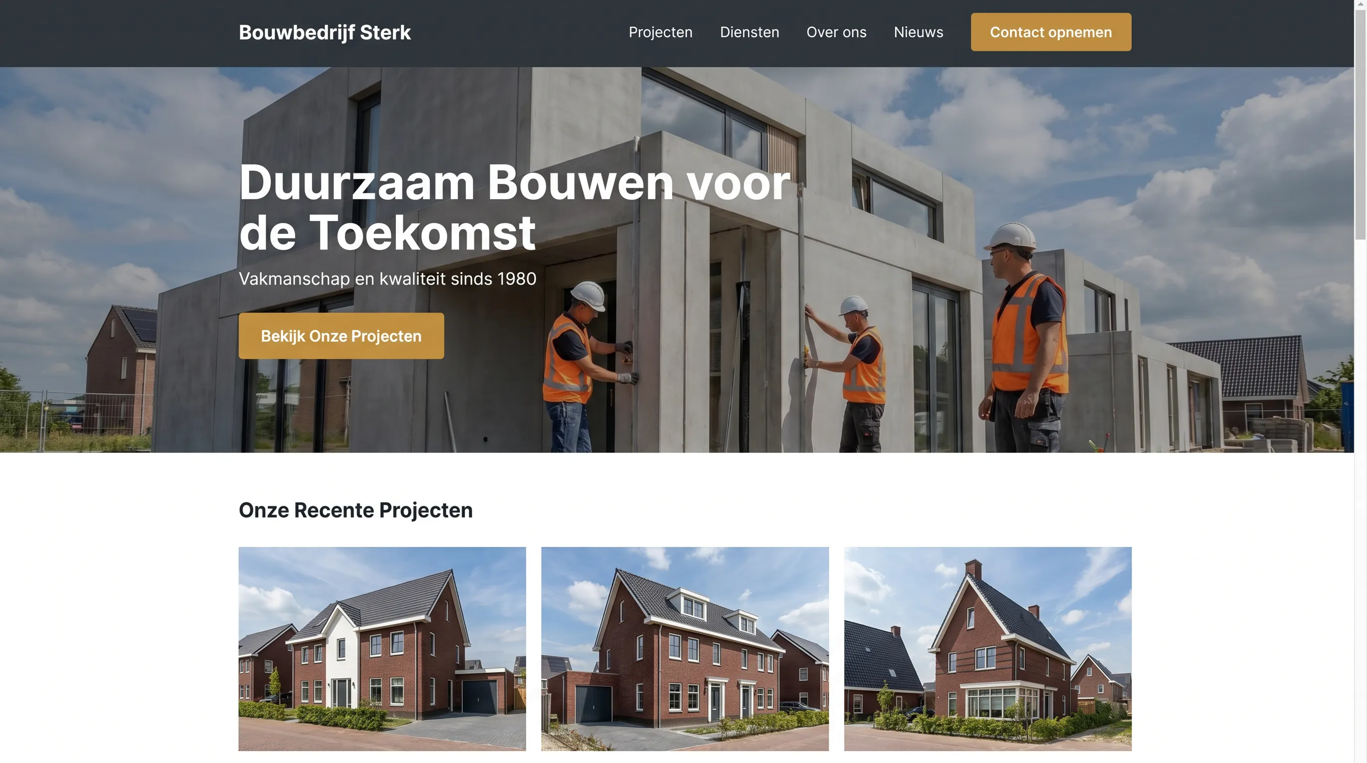 Voorbeeld website: Bouwbedrijf Sterk