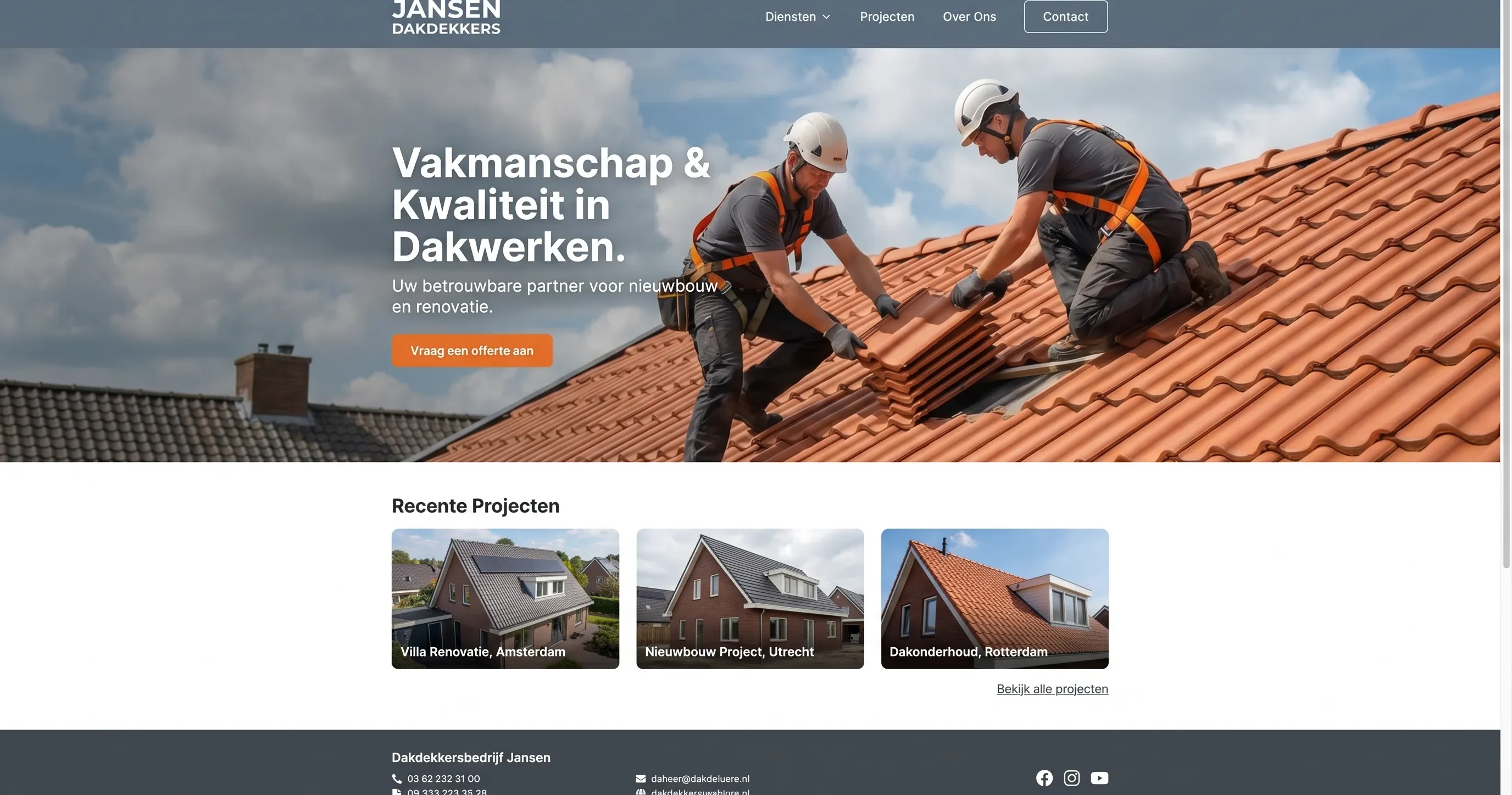 Voorbeeld website: Dakdekkersbedrijf Jansen