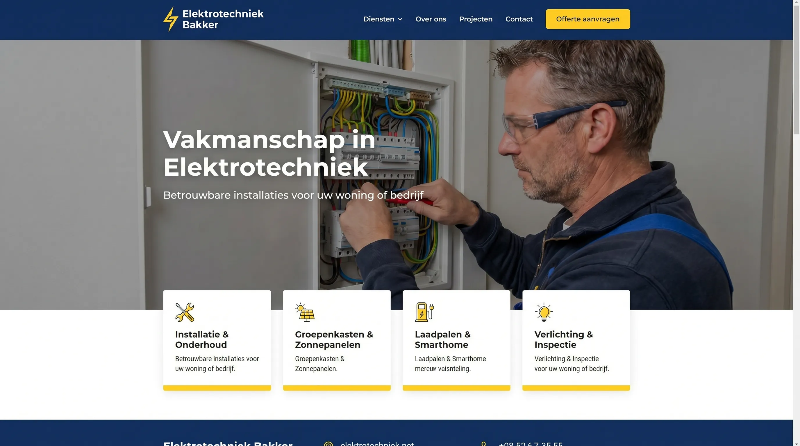 Voorbeeld website: Elektrotechniek Bakker