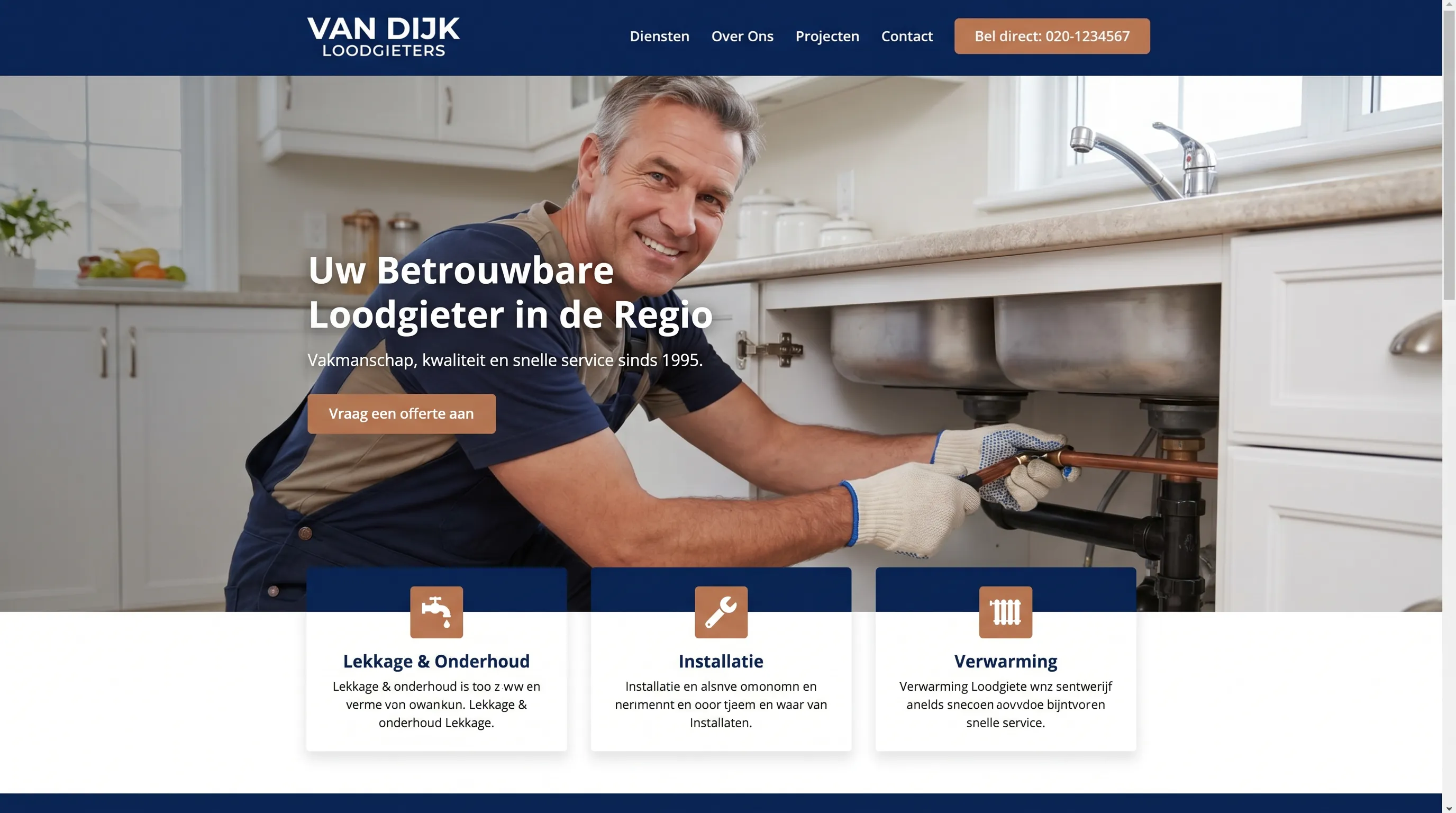 Voorbeeld website: Loodgietersbedrijf Van Dijk