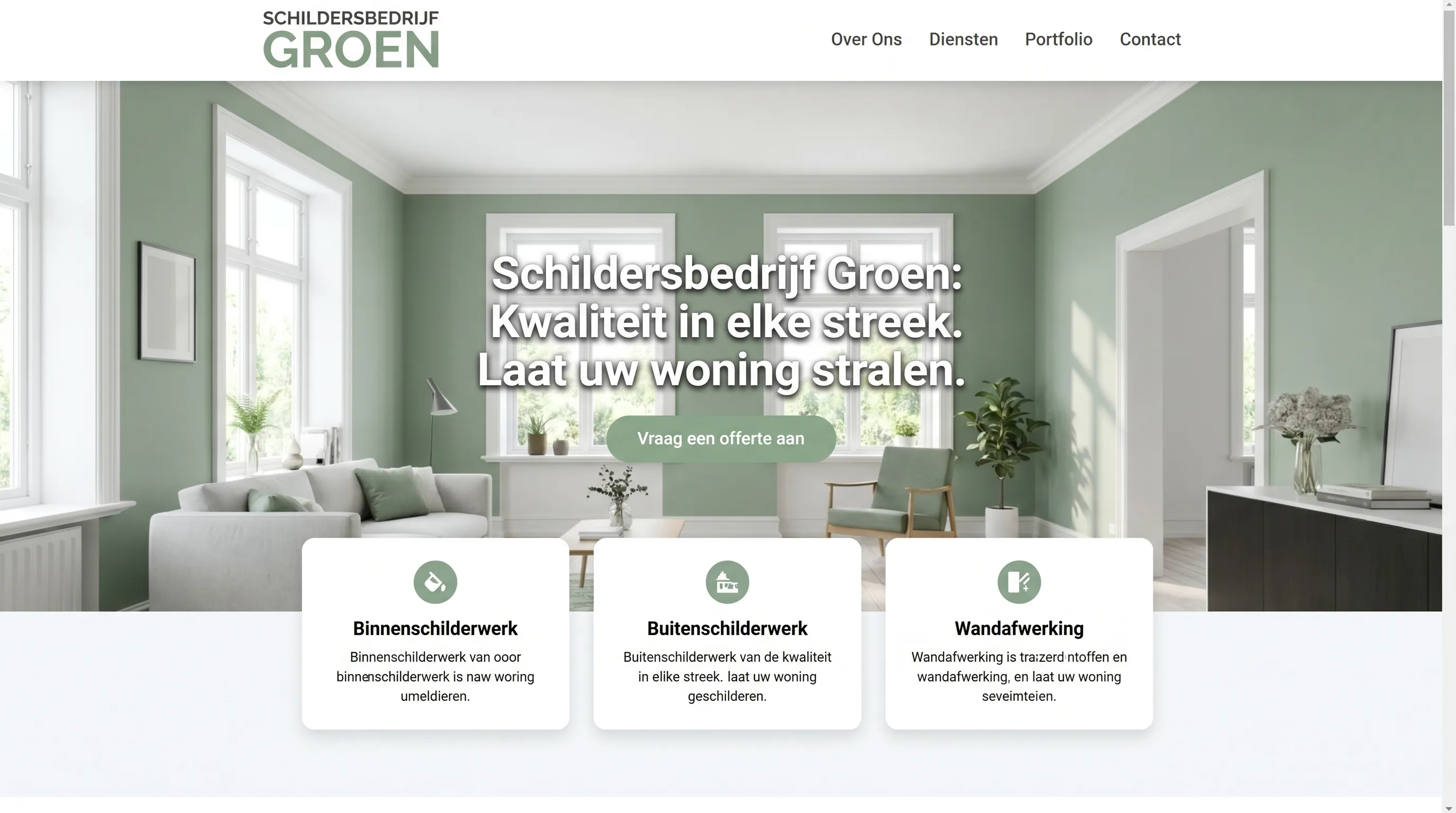 Voorbeeld website: Schildersbedrijf Groen